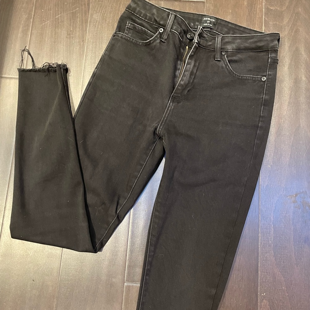Just Black Denim. Faded Black high rise skinny jeans.  Size 27.